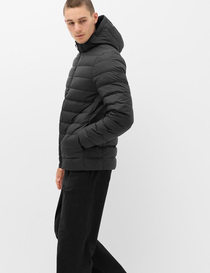 Feather and Down Hooded Puffer Jacket