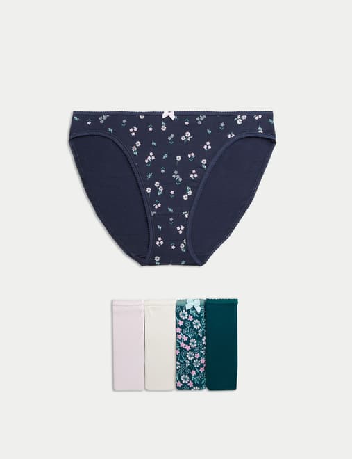 5pk Cotton Lycra™ High Leg Knickers