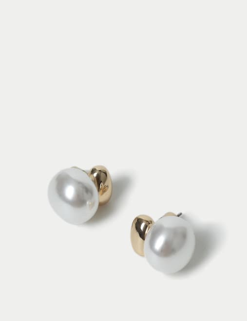 Pearl Drop Stud Earrings