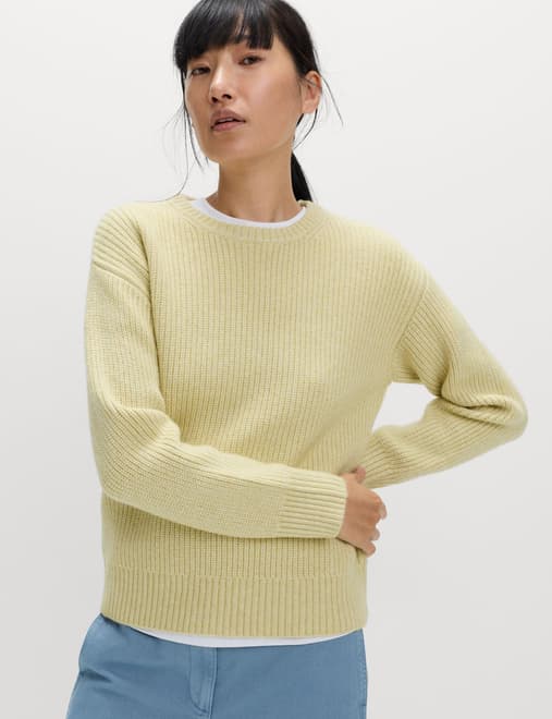 Cloud-Yarn Ribbed Crew Neck Jumper