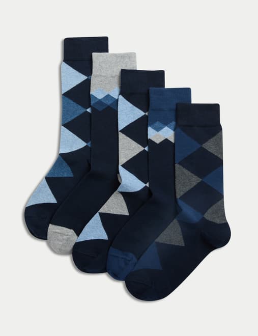 5pk Cool & Fresh™ Argyle Cotton Rich Socks