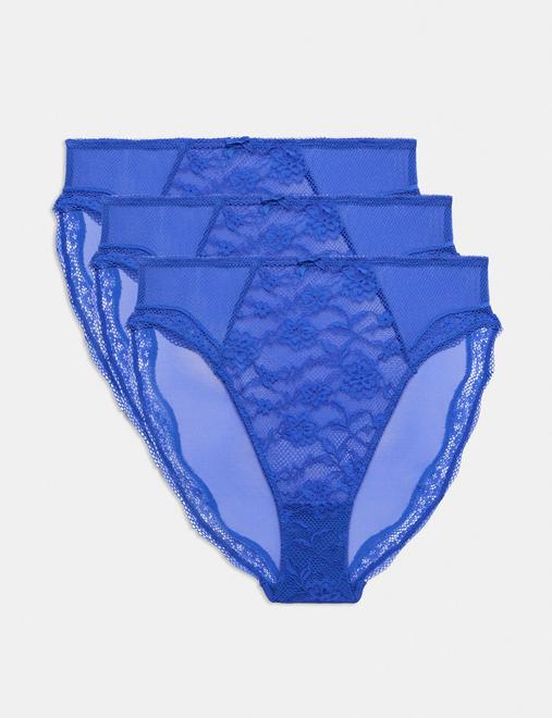 3pk Jasmine Lace High Waisted High Leg Knickers