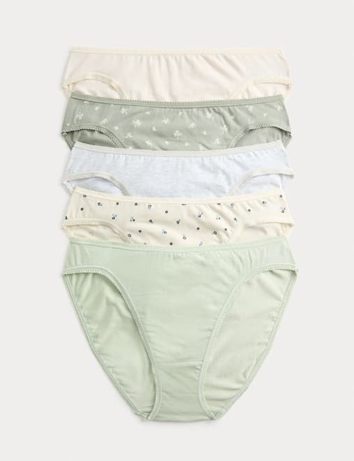 5pk Cotton Lycra™ High Leg Knickers