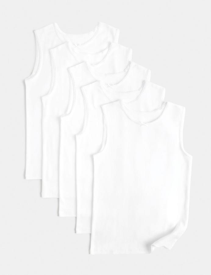 5 Pack Pure Cotton Bow Vests (2-14 Yrs)