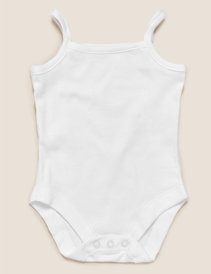 5 Pack Pure Cotton Strappy Bodysuits (6½lbs-3 Yrs)
