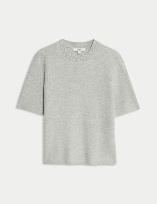 Air-Yarn Crew Neck Knitted Top