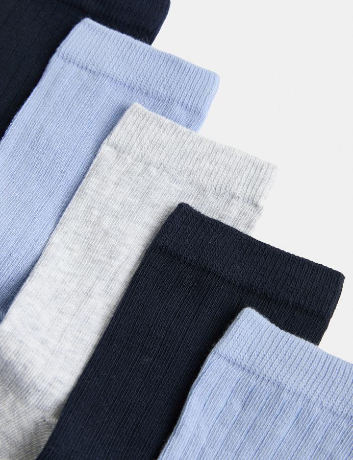 5 Pack Cotton Rich Ribbed Ankle Socks