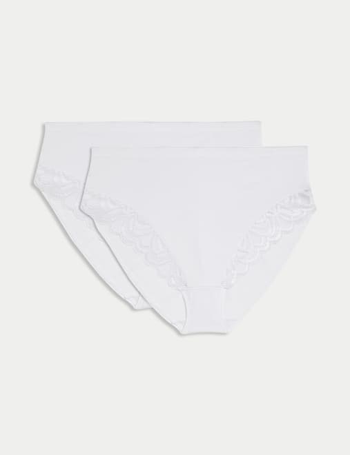 2pk Amelia Lace Cotton Rich Shaping Knickers