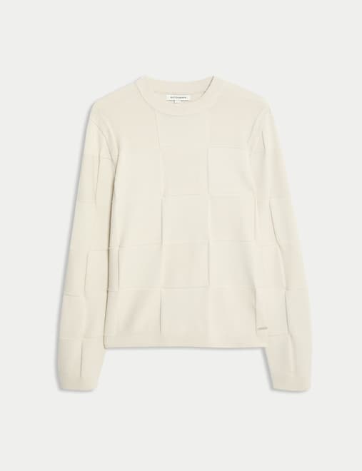 Textured Crew Neck Knitted Jumper