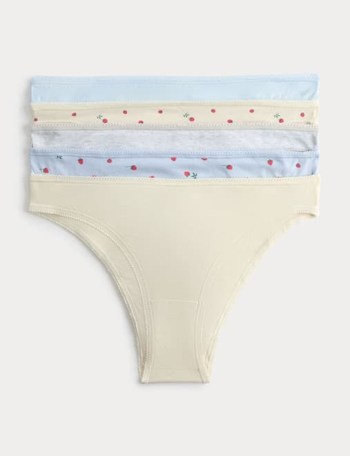 5pk Cotton Lycra™ Brazilian Knickers