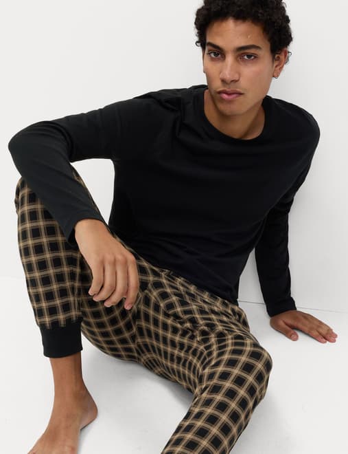 Pure Cotton Checked Jogger Pyjama Set