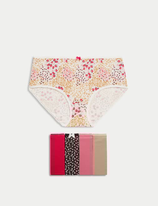 5pk Cotton Lycra™ Printed High Rise Shorts