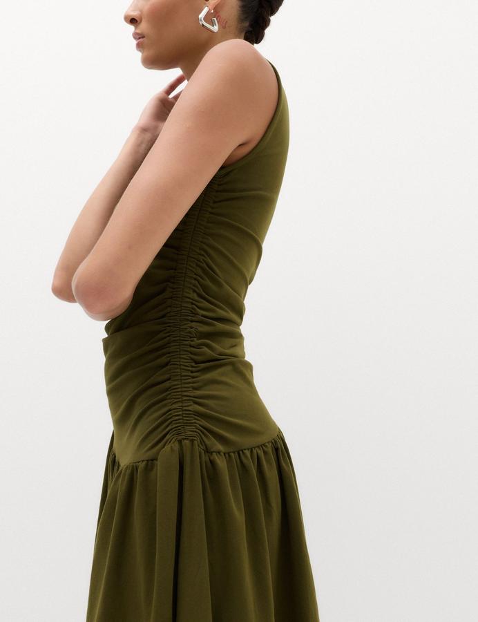 Jersey Ruched Midaxi Drop Waist Dress
