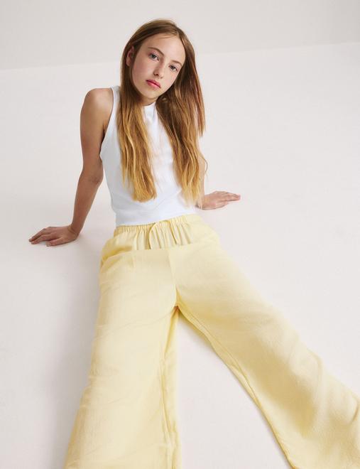 Wide Leg Trousers with Linen (6-16 Yrs)