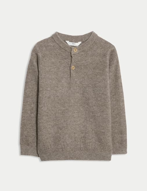 Henley Knitted Jumper (0-8 Yrs)