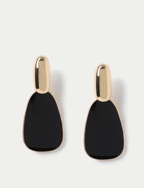 Black Enamel Drop Earring
