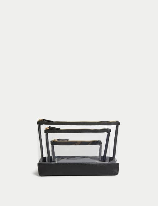 3 Piece Clear Makeup Bag Set