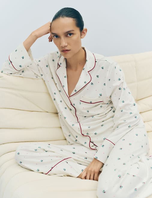 Cotton Modal Printed Revere Pyjama Set