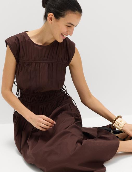 Pure Cotton Midi Waisted Dress