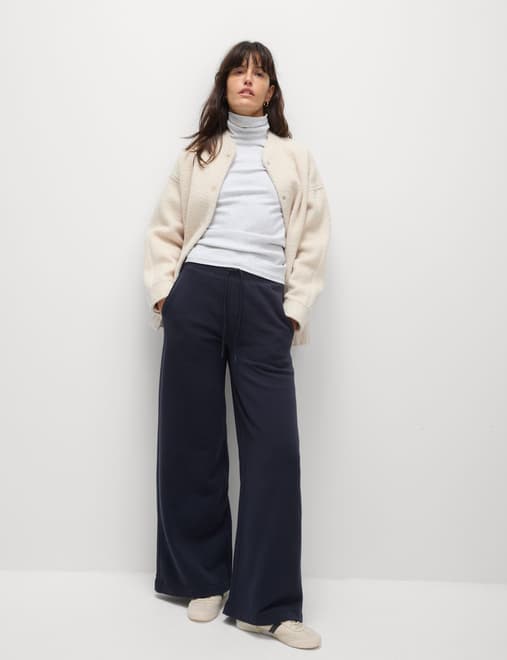 Cotton Rich Brushed Wide Leg Joggers