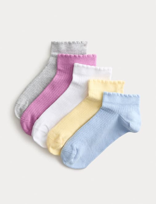 5 Pack Cotton Rich Ribbed Trainer Liners™ (6 Small-7 Large)