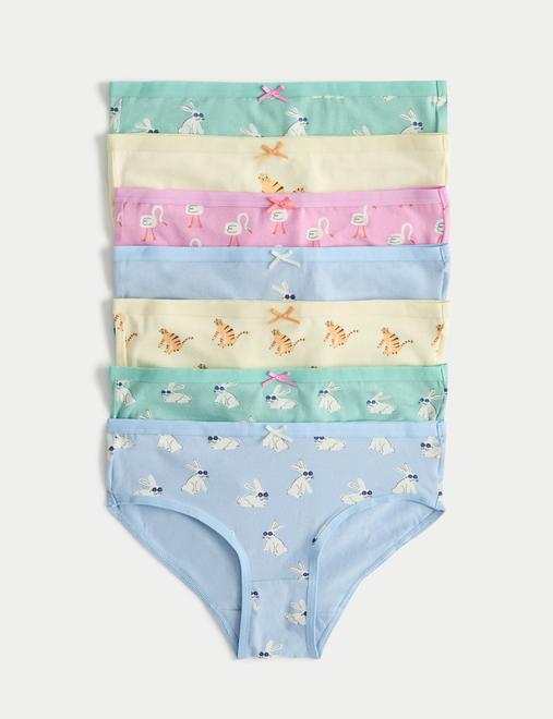 7 Pack Cotton with Stretch Animal Print Knickers (18 Mths - 8 Yrs)