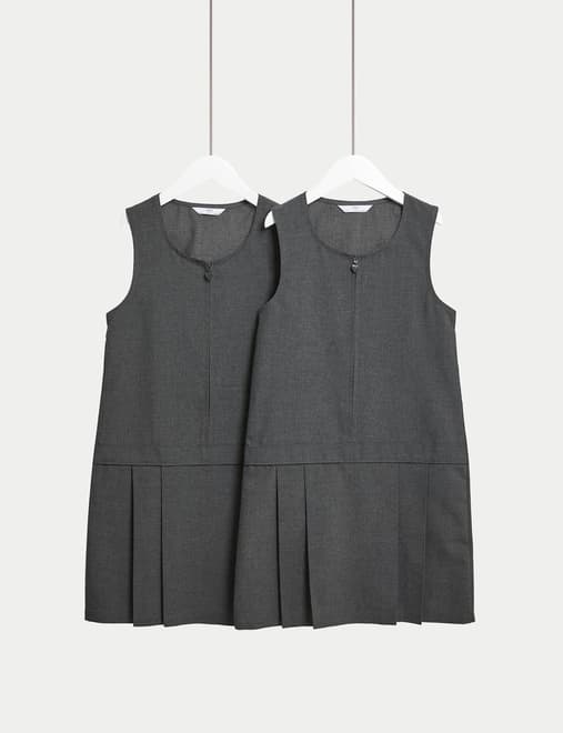 2pk Pleated Pinafore School Dresses (2-12 Yrs)