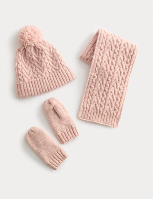 Kids' Cable Hat, Scarf and Mitten Set (1-13 Yrs)