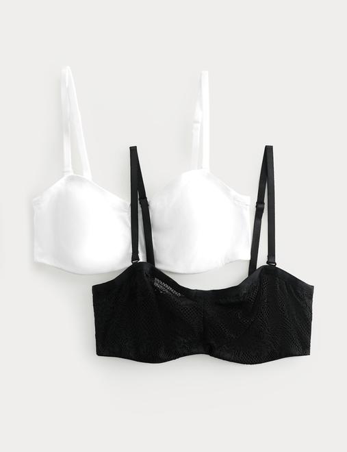 2 Pack Jasmine Lace Wired Strapless Bras (A-E)