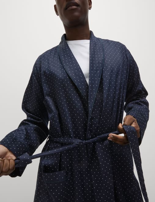 Pure Cotton Polka Dot Dressing Gown