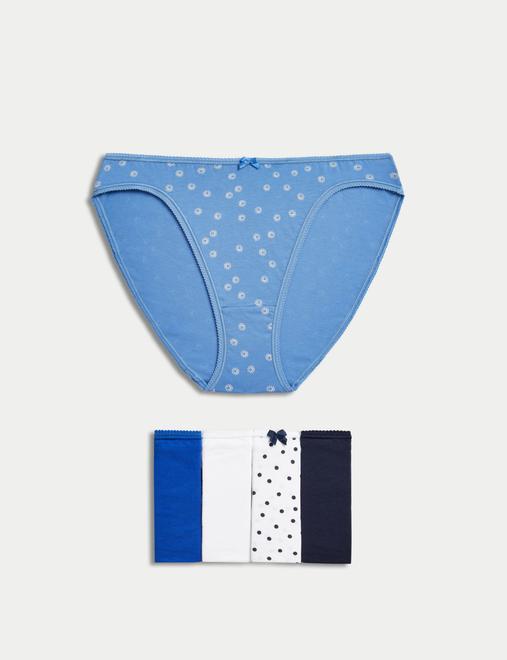 5pk Cotton Lycra™ High Leg Knickers