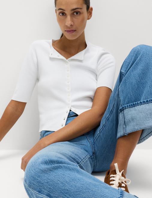 Crew Neck Cropped Cardigan