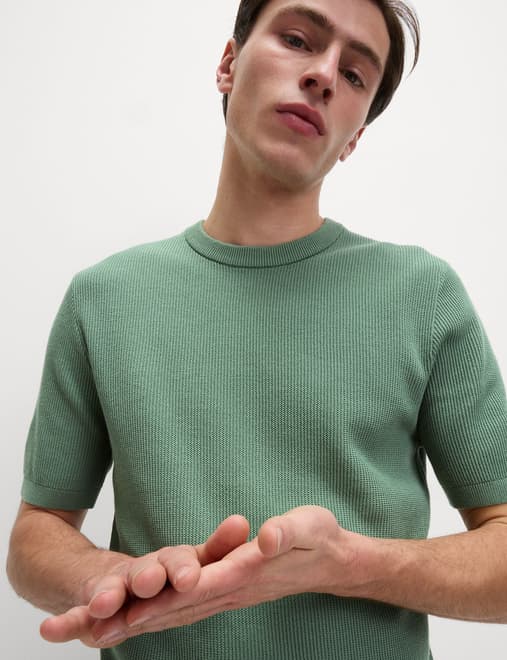 Cotton Rich Textured Knitted T-Shirt