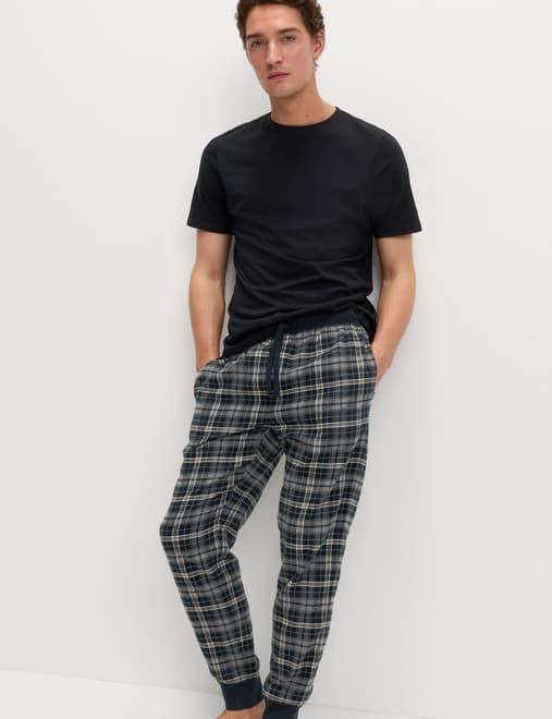 Brushed Cotton Checked Joggers