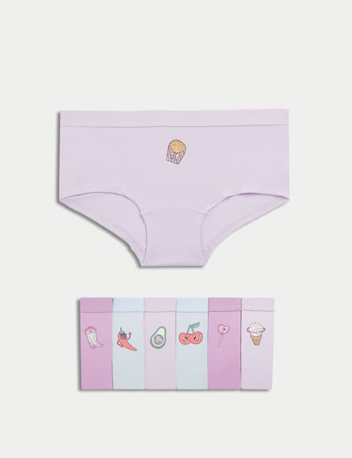 7pk Cotton with Stretch Fun Fruits Shorts (5-16 Yrs)