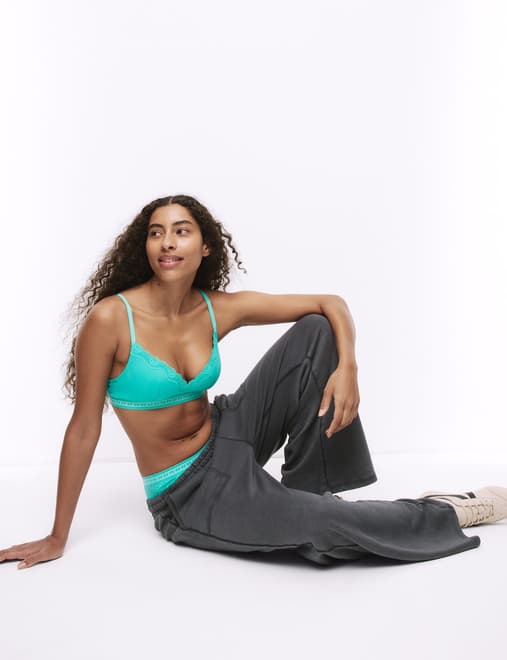 Pure Cotton Wide Leg Lounge Joggers