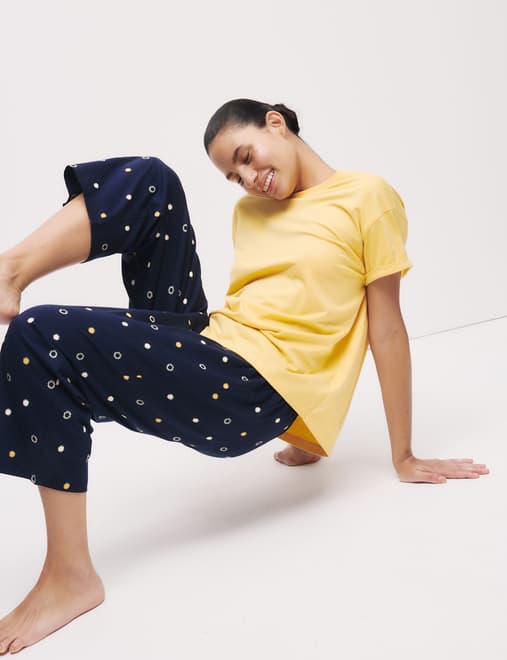 Cotton Rich Printed Cropped Pyjama Set