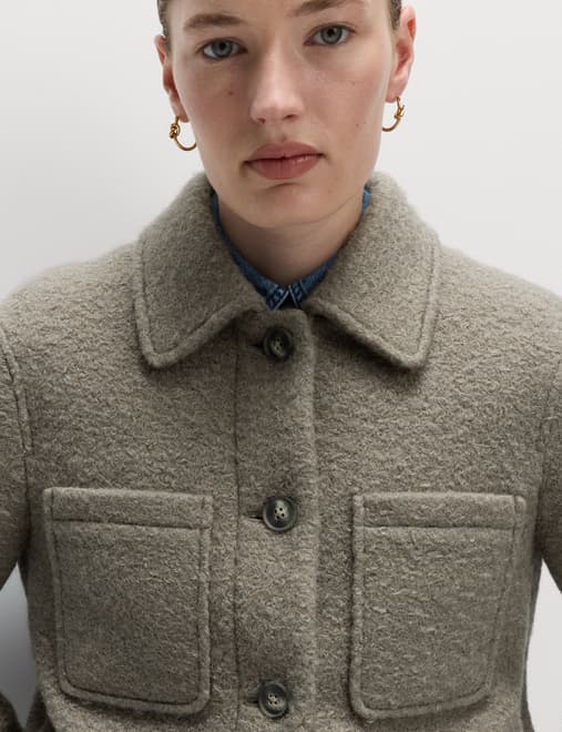 Textured Collared Bomber Jacket