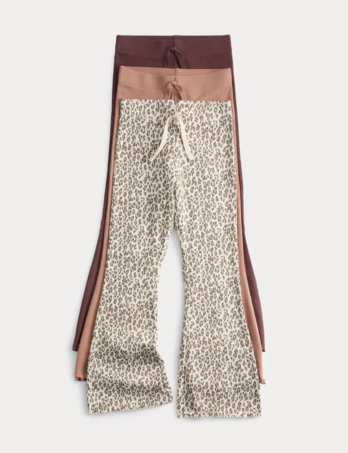 3pk Leopard Print Kickflare Leggings (2-8 Yrs)