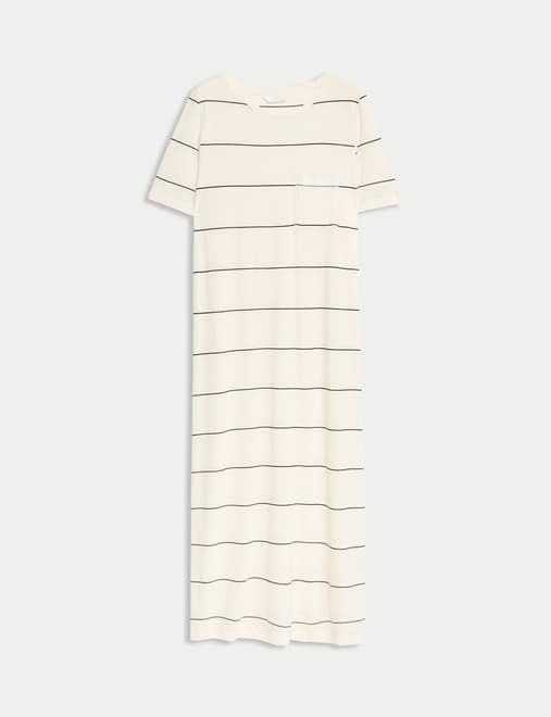 Cotton Modal Long Striped Nightdress