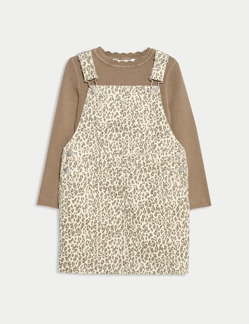 2pc Pure Cotton Leopard Pinafore Outfit (2-8 Yrs)