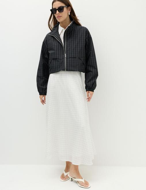 Lyocell™ Rich Checked Midi Skirt