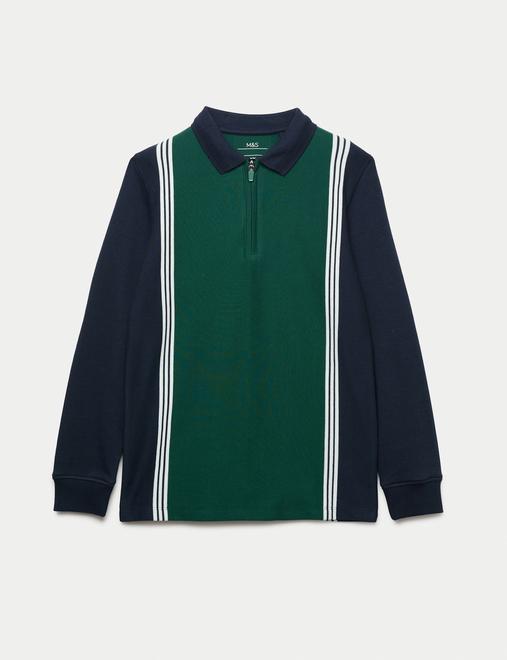 Striped Long Sleeve Polo