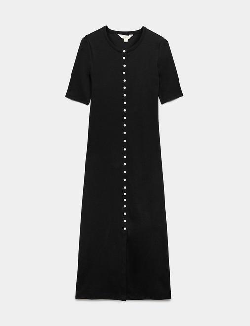 Cotton Rich Ribbed Midi Column Dress