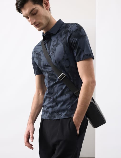 Pure Cotton Floral Print Polo Shirt