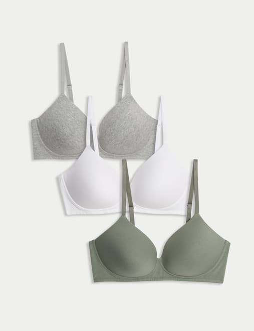 3pk Non Wired T-Shirt Bras A-E