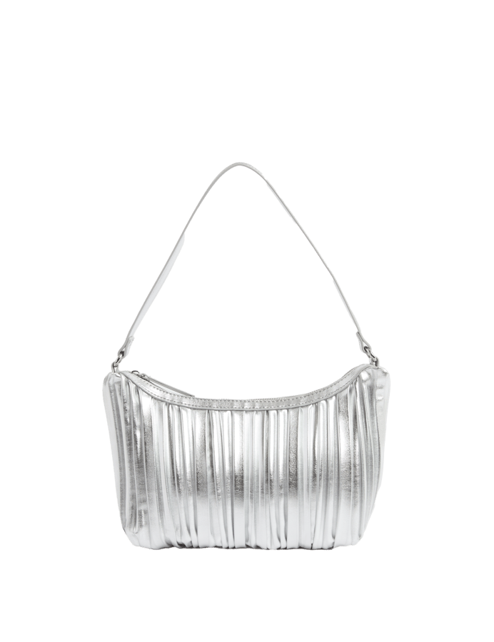 Faux Leather Pleated Shoulder Bag