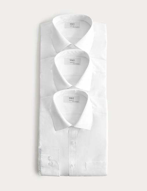 3 Pack Slim Fit Easy Iron Long Sleeve Shirts