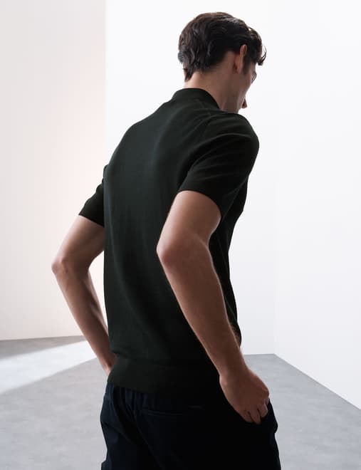 Pure Extra Fine Merino Wool Knitted Polo Shirt