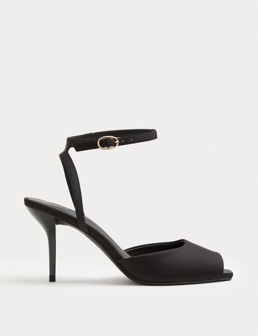 Satin Peep Toe Stiletto Heel Sandals